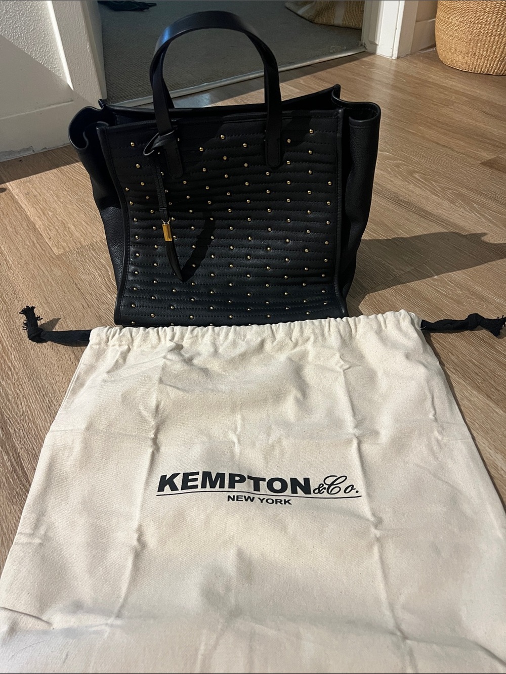 Kempton & Co. Black Studded Tote Bag